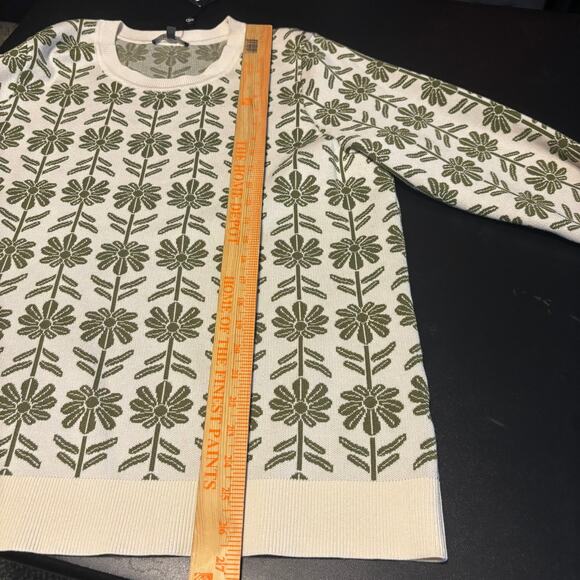 NWT Adrianna Papell Crew Neck Floral Jacquard Sweater Ivory Green Floral 2X - Picture 3 of 6